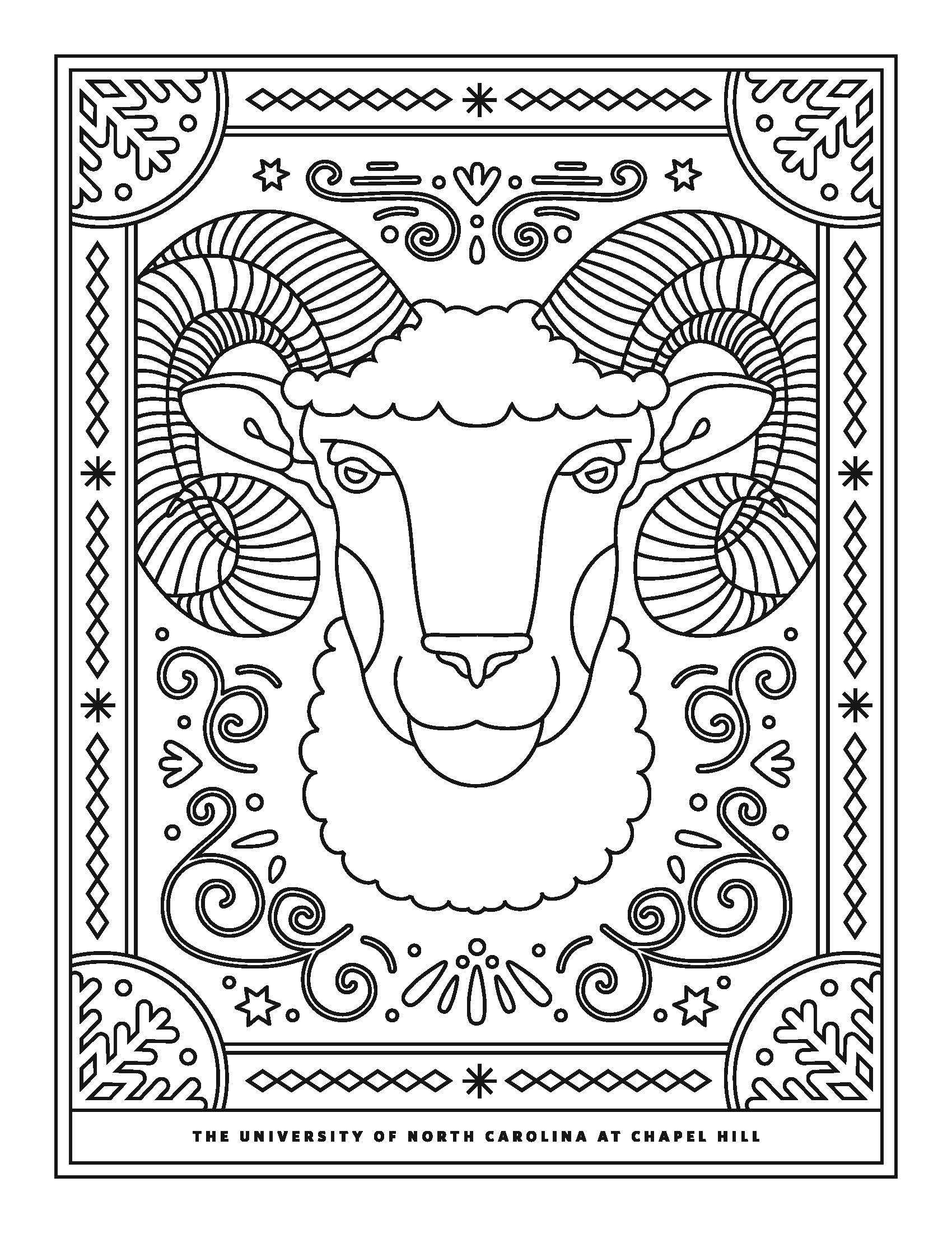 A coloring page of a Rameses ram.
