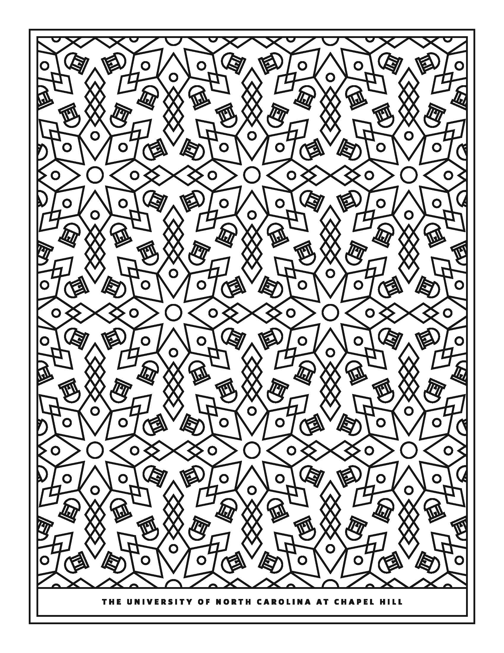 A kaledoscope coloring page of the old well.